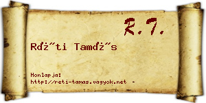 Réti Tamás névjegykártya